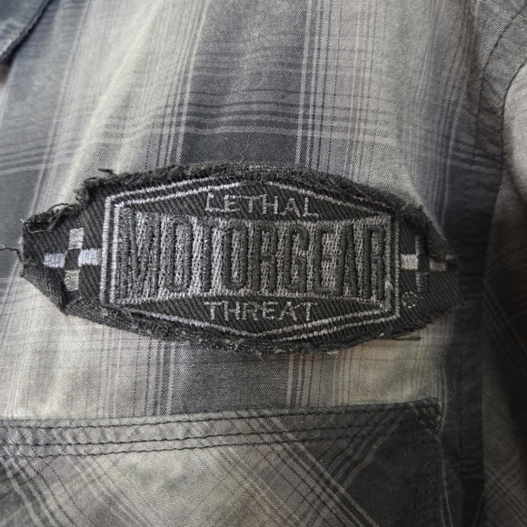 Motogear Men's Charcoal Plaid Button-Down Shirt Size Med - Picture 4 of 11